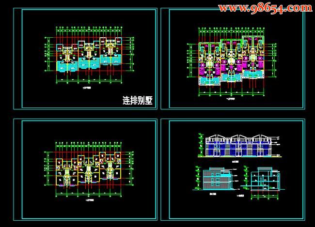 单套首层面积121平方米3层联排别墅建筑方案图全套预览图