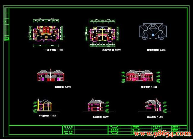 首层面积262平方米2层双拼别墅施工图全套预览图