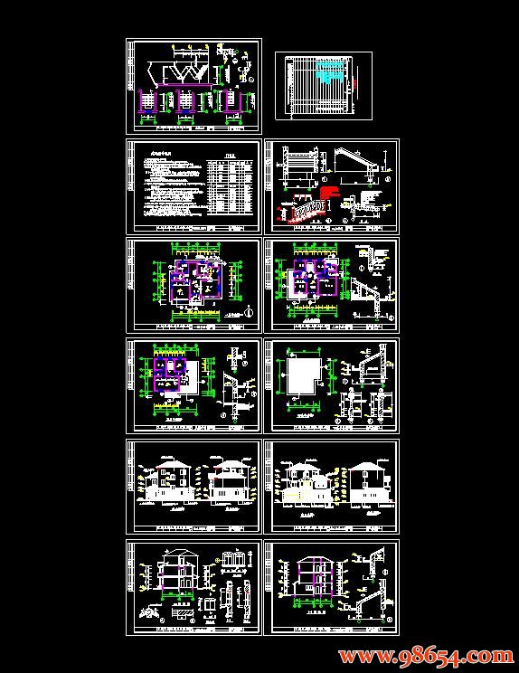 首层面积188平方米3层农村别墅设计全套图纸全套预览图