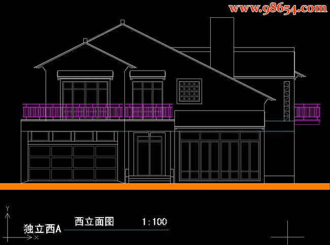 两层4室3厅4卫别墅设计图正立面图