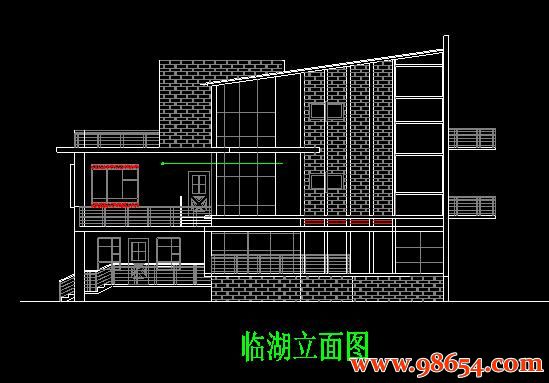 首层面积213平方米3层独栋自建别墅施工图正立面图