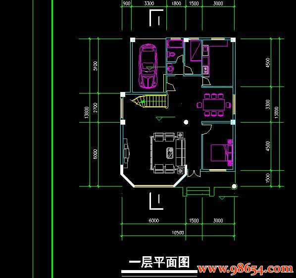 首层面积144平方米3层别墅建筑图一楼平面图