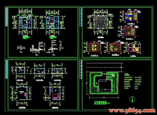 首层面积98平方米2层农村别墅施工图全套预览图
