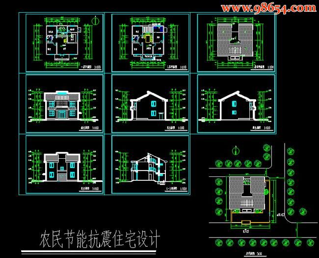 两层126平米农民节能抗震住宅设计全套预览图