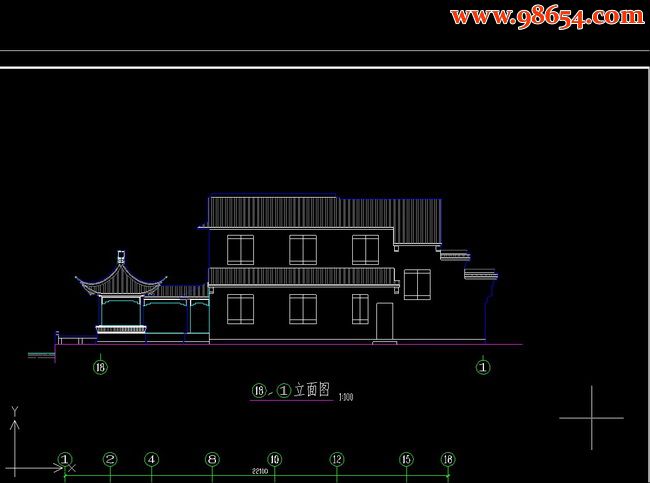 两层5室2厅4卫大型古建别墅建筑图A正立面图