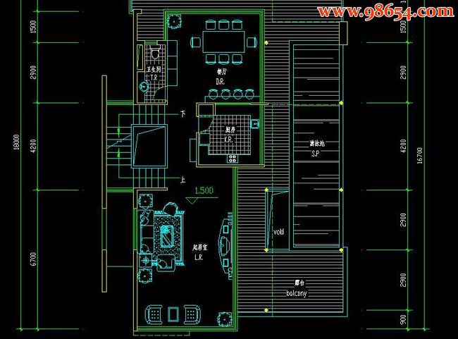 二层简约创意别墅图纸一楼平面图