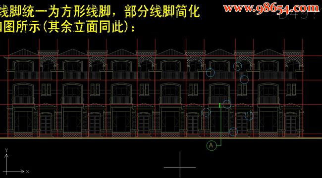 三层单套3室2厅4卫联排别墅设计方案图正立面图