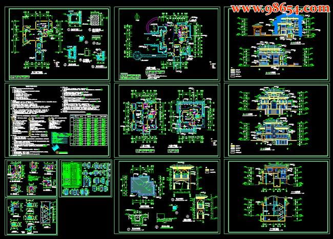 三层3室3厅5卫独立别墅施工图全套预览图
