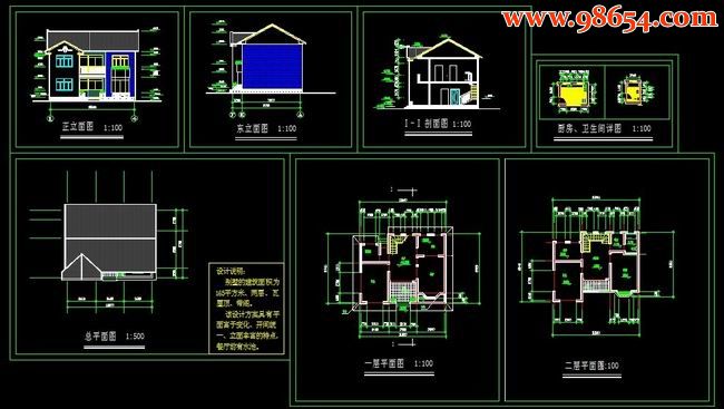 二层小别墅建施图全套预览图