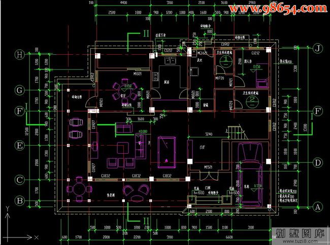 别墅建筑施工图A-01一楼平面图