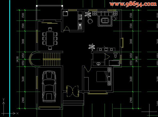 二层4室3厅3卫别墅建施图一楼平面图