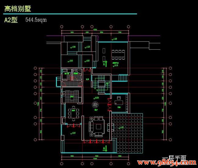 首层面积170平方米3层高档别墅方案平立剖图一楼平面图