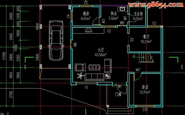 三层现代别样花园别墅图纸一楼平面图