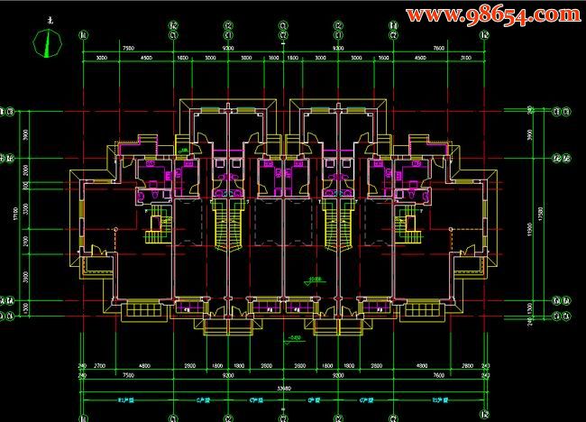 首层面积平米3层联排别墅建筑施工图一楼平面图