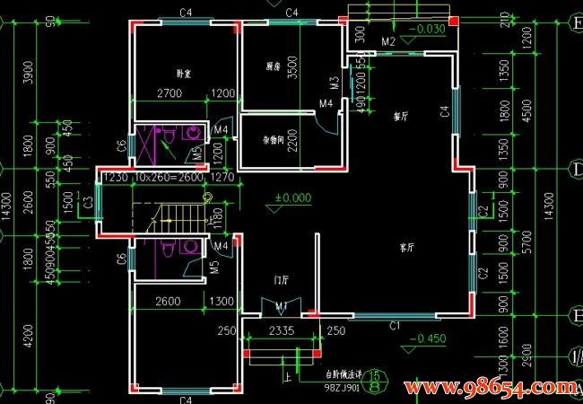 首层面积193平方米三层别墅设计图一楼平面图