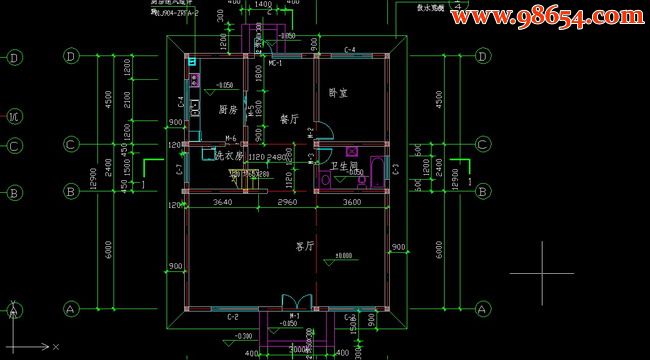 两层小型别墅建筑施工图纸一楼平面图