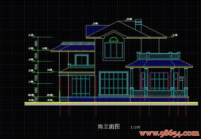 首层面积271平方米3层住宅设计正立面图