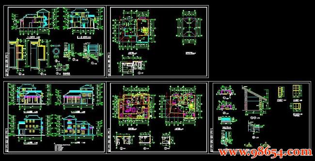 首层面积213平方米3层别墅建筑施工图全套预览图