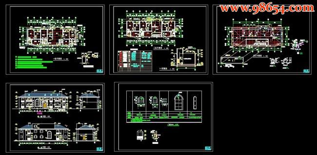 二层豪华别墅建施图全套预览图