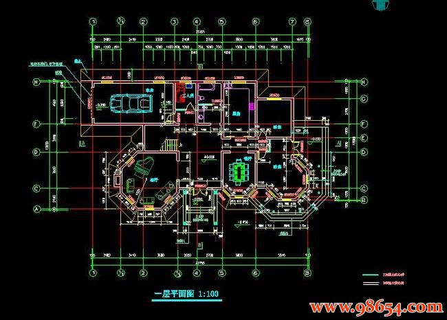 首层面积318平方米2层欧式别墅全套建筑图一楼平面图