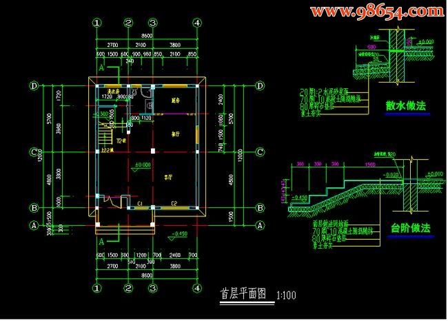 首层95平米3层别墅全套建筑结构图一楼平面图