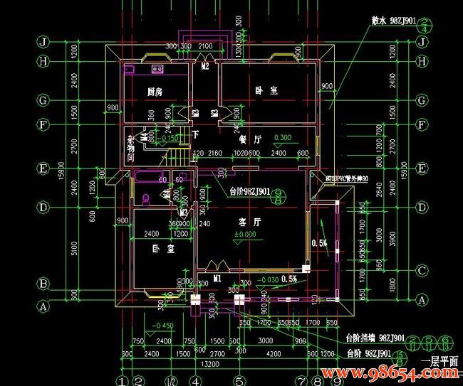 首层面积209平方米3层别墅建筑施工图一楼平面图