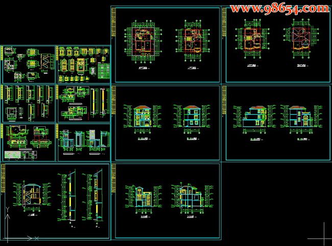 三层别墅全套施工图全套预览图