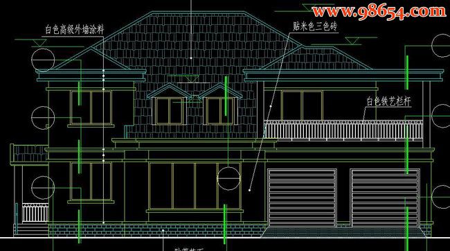 新农村二层简约经济型别墅户型图正立面图