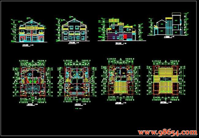 首层面积234平方米3层双拼别墅设计施工图全套预览图