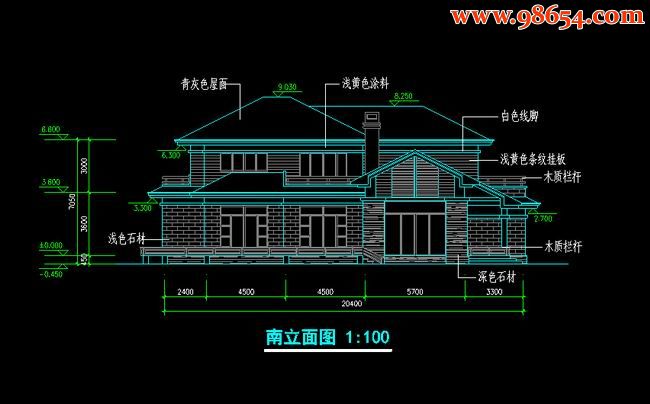 两层5室3厅5卫别墅效果图带建筑图正立面图