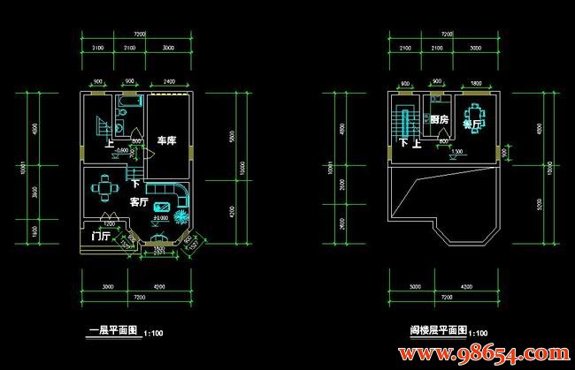 首层面积72平方米3层农村别墅设计施工图一楼平面图