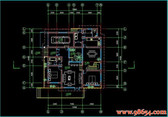 首层面积185平方米2层自建别墅施工图一楼平面图