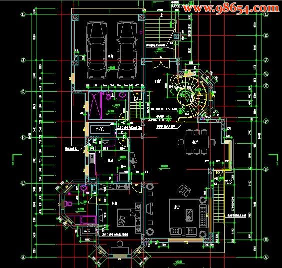 A型三层别墅建施图一楼平面图