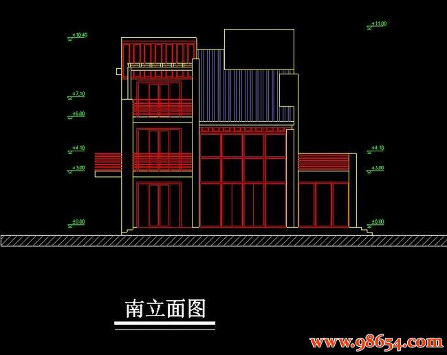 首层面积170平方米3层高档别墅方案平立剖图正立面图