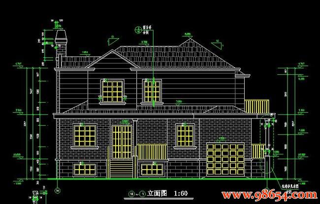 首层面积218平方米2层带地下室别墅设计图正立面图