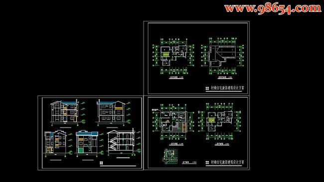 三层4室3厅4卫村镇住宅建设方案全套预览图