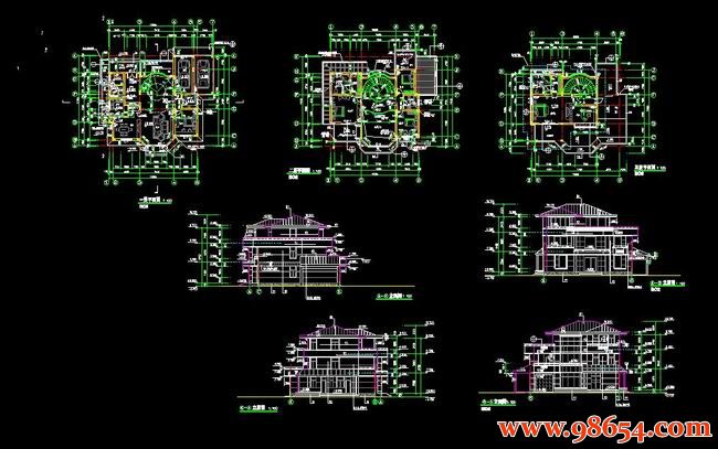 首层面积194平方米3层别墅设计图全套预览图