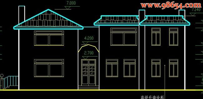 北美风情二层别墅设计施工图正立面图