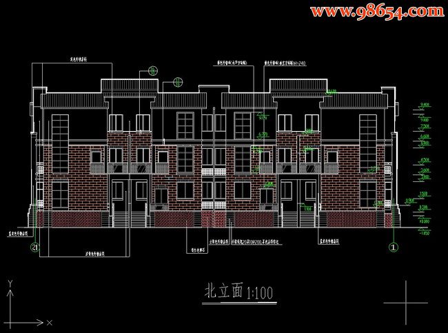 杭州精品排屋正立面图