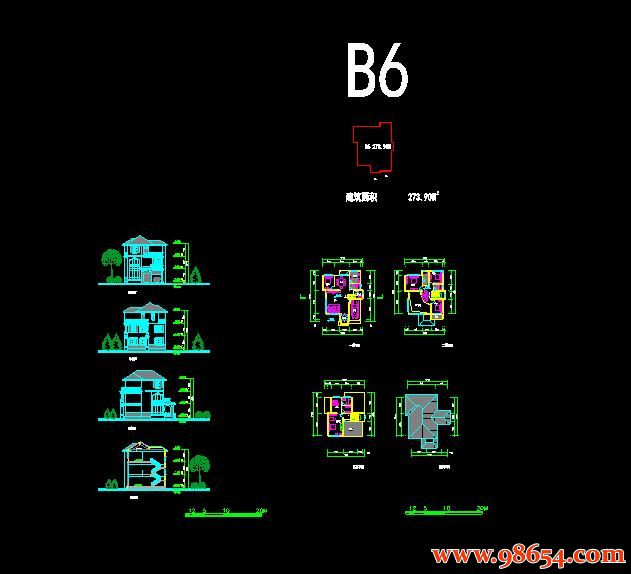首层面积138平方米3层B6型别墅施工图全套预览图
