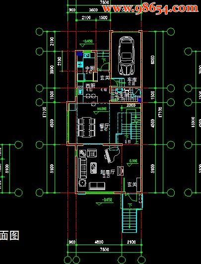 德式三层小别墅建施图一楼平面图