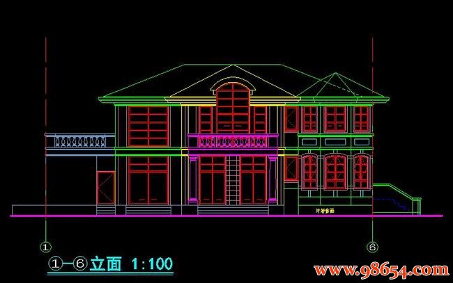 首层面积4729平方米2层豪华别墅设计施工图正立面图