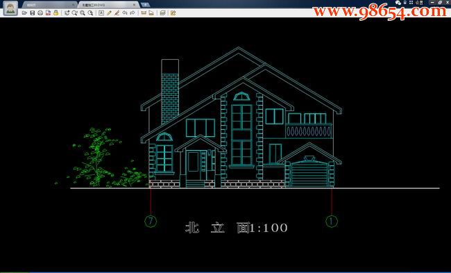 两层4室2厅3卫浙江某别墅设计图正立面图