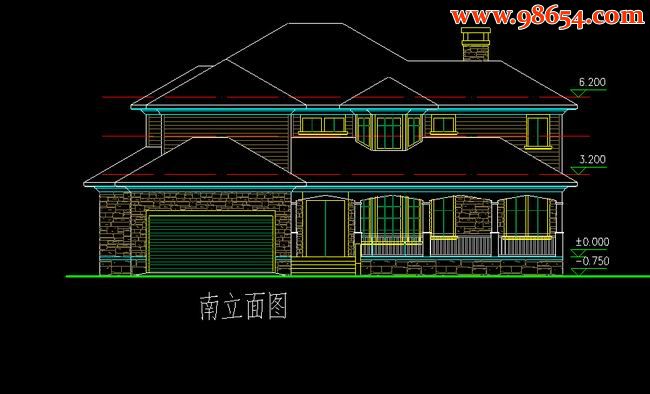 两层418平米农村现代住宅楼设计图正立面图