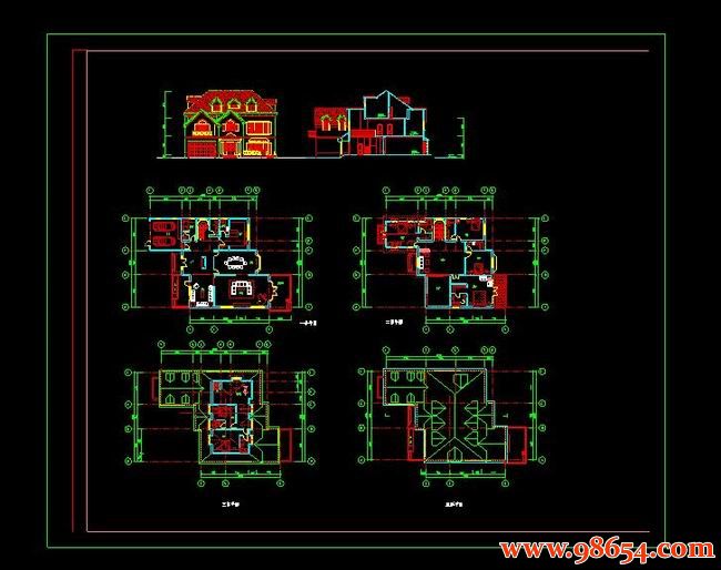 首层面积330平方米3层别墅建筑设计施工图全套预览图