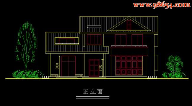 两层3室3厅4卫别墅建施结施全套正立面图