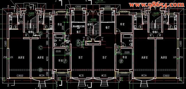 联排三层别墅建施图一楼平面图