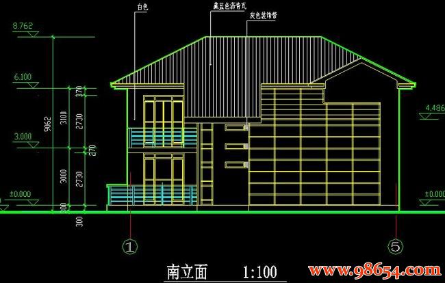 首层面积179平方米2层别墅施工图正立面图