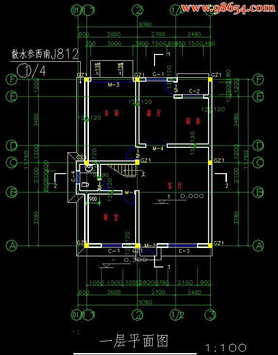 三层自建乡村住宅楼设计图一楼平面图