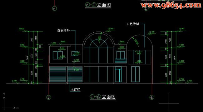 三层独栋别墅初步设计图纸正立面图